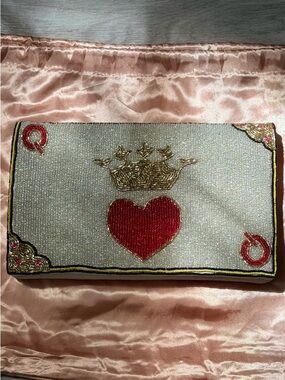 NWT Queen of Hearts Beaded Clutch Purse Las Vegas Vacation Travel Bachelorette
